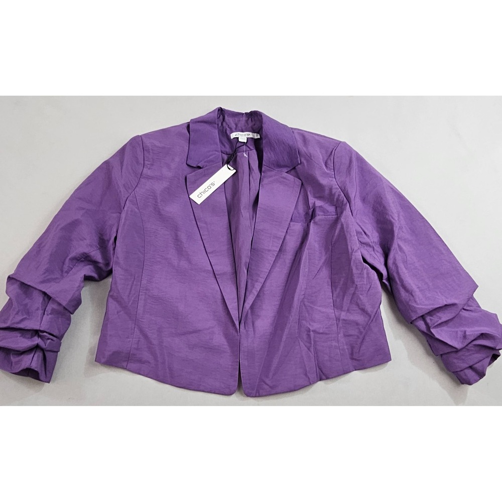 Chico's blazer jacket womens 0.5 US 6 plum purple 570388568 cropped soft $149